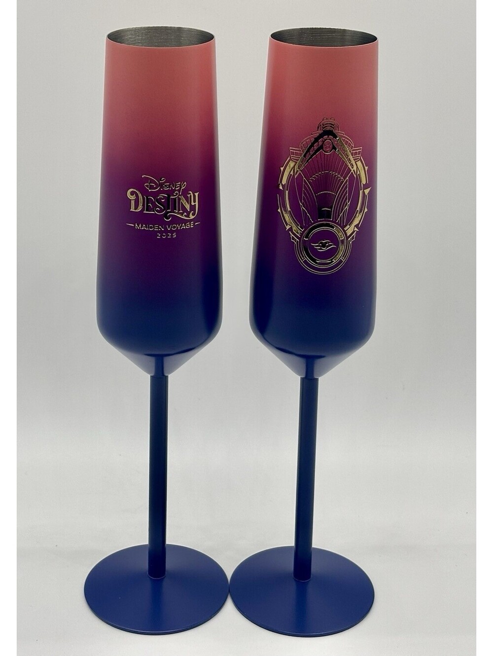 Disney Destiny Maiden Voyage 2025 Champagne Flutes Set of 2 Stainless DCL